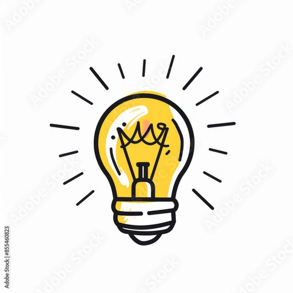 Fototapeta Cute minimal hand drawn vector doodle of a light bulb