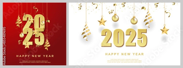 Fototapeta Luxury happy new year 2025. with gold number