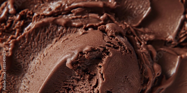 Obraz Indulgent dark chocolate ice cream, a closeup image of indulgent dark chocolate ice cream, its deep color and smooth texture set against a white backdrop