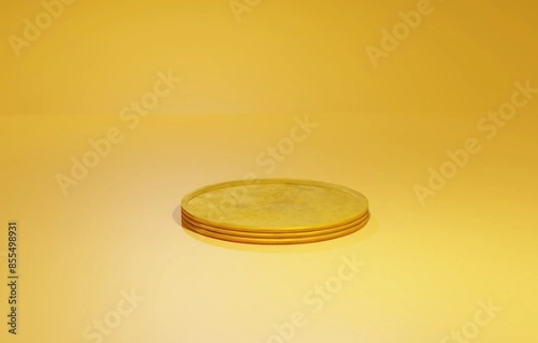 Obraz 3d render golden dirty podium plate