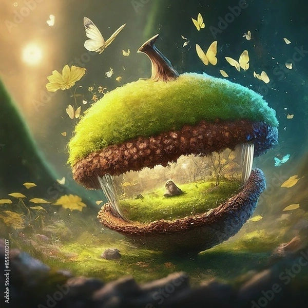 Fototapeta illustration design of a mushroom in the autumn