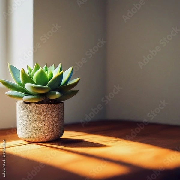 Fototapeta cactus in a pot on wooden background