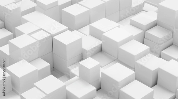 Fototapeta White color technology concept geometric square background. square 3d Modern Abstract white background design. Minimal geometric white light background abstract design.