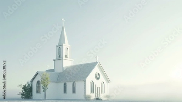 Obraz church isolated on white 