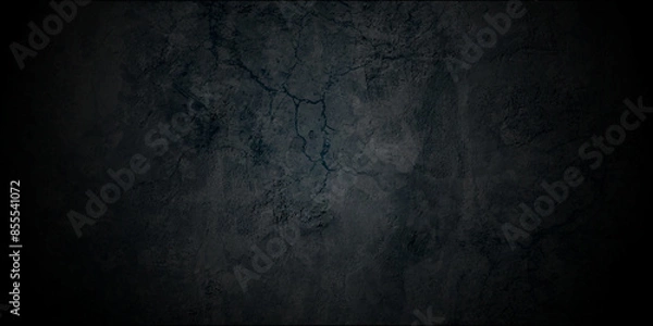 Fototapeta Abstract black stone wall texture grunge rock surface. dark gray background backdrop. wide panoramic banner. old wall stone for dark black distressed grunge background wallpaper rough concrete wall.