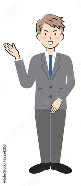 Fototapeta 案内をするスーツ姿の男性　全身