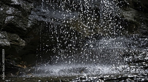 Fototapeta Water droplets creating a curtain effect at Blackledge Falls in Glastonbury CT