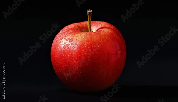 Obraz Red apple on black background