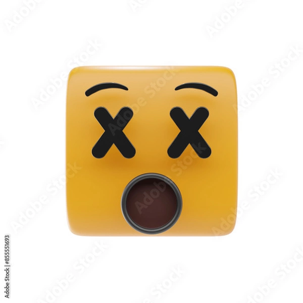 Fototapeta face with crossed out eyes emoji 3d icon and illustration