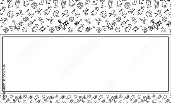 Fototapeta frame of communication icon in hand drawn style frame background