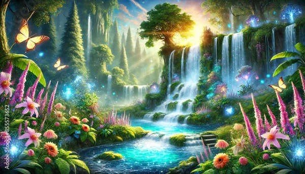 Fototapeta 幻想的で美しい滝