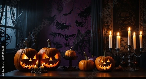 Obraz a room decorated for Halloween
