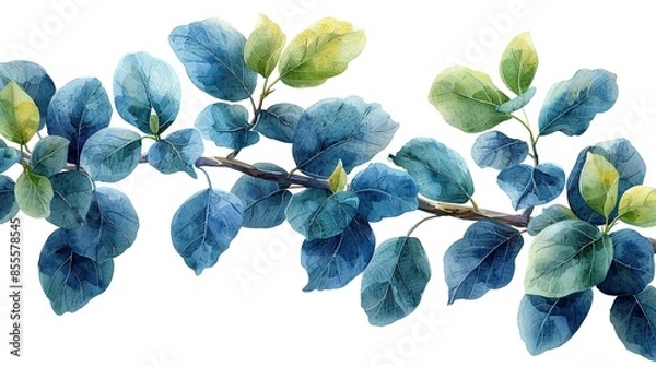 Fototapeta Algorithmic Foliage: Summer Branches and Leaves in AI Art