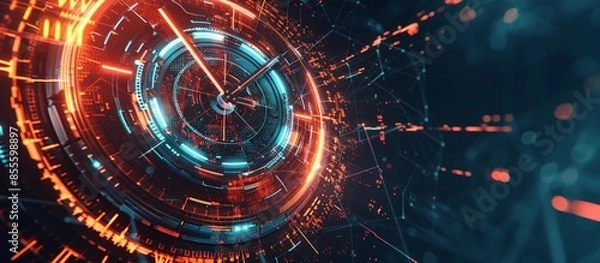 Fototapeta a clock with a red and blue light