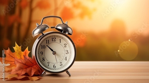 Obraz a alarm clock with a leaf on the side