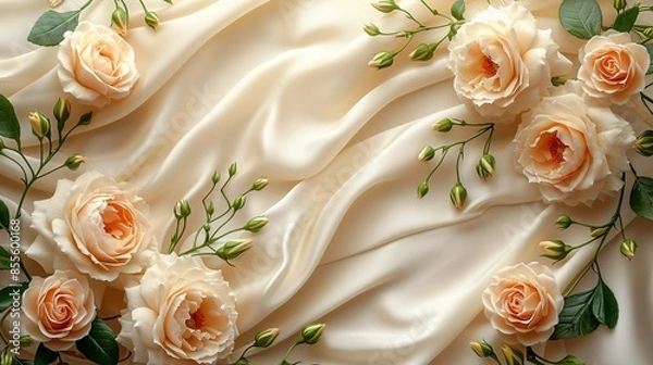 Obraz a white fabric with flowers