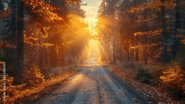 Obraz Forest Path at Golden Hour