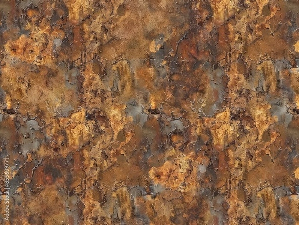 Fototapeta Red and brown rust colors on metal sheet view