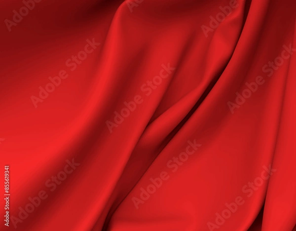 Fototapeta Beautiful Red Silk. Drapery Textile Background. Abstract Soft Elegant Color Satin