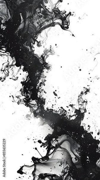 Fototapeta Dynamic Abstract Ink Splash Frame on Isolated White Background