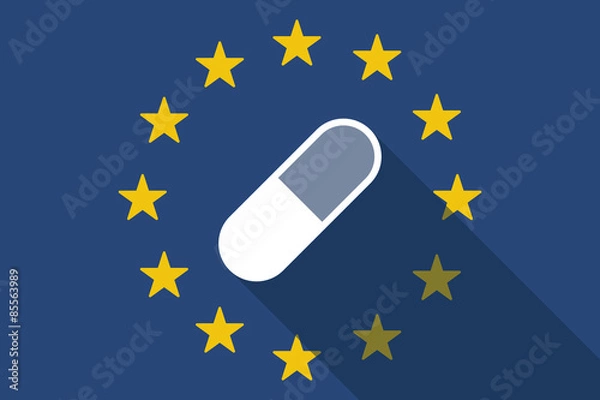Obraz European Union  long shadow flag with a pill