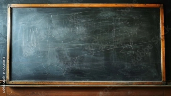 Fototapeta Empty blackboard in a classroom setting for education and school presentations
