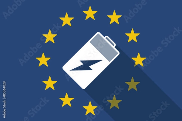 Fototapeta European Union  long shadow flag with a battery