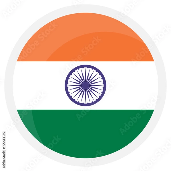 Obraz India round flag icon on transparent background. Vector image