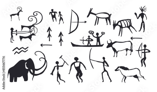 Obraz Primitive Art Figures Set vector