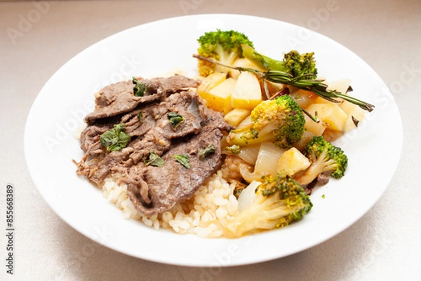 Obraz roasted lamb and vegetables