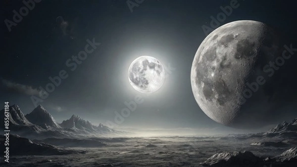 Obraz full moon rising over the mountains