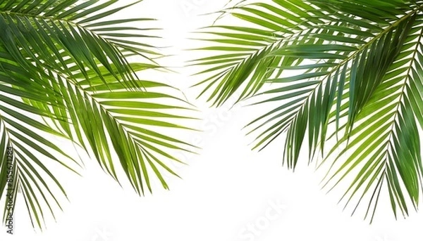 Fototapeta Palm tree leaf element for design elements on white background, template
