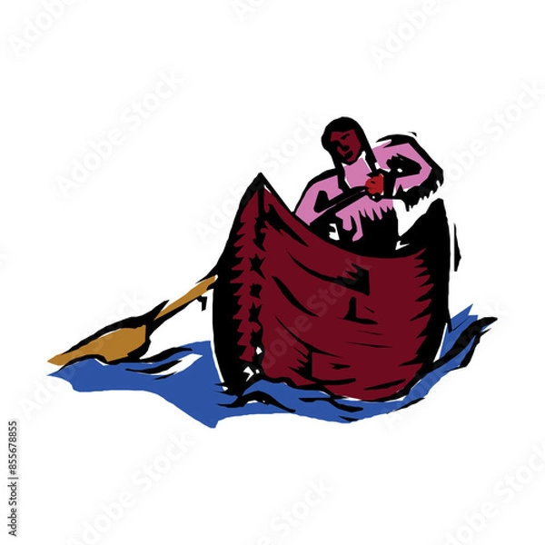 Fototapeta A lone adventurer steers a sleek motorboat across tranquil waters, embodying freedom and leisure. The sun glints off the surface, highlighting the man s focused expression as he navigates through