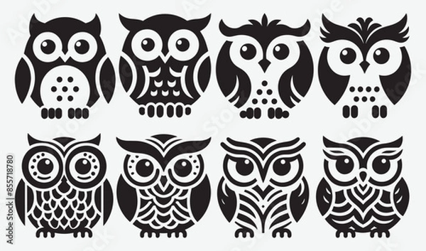 Fototapeta Birds Silhouette Vector Collection Hand drawn Owl