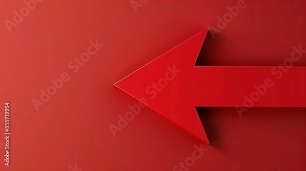 Fototapeta Bold red arrow icon vector isolated on red background.