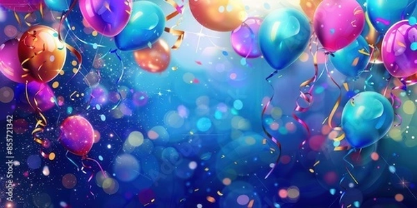 Fototapeta Blue Balloon Captured in Liquid Art Installation. Modern and Refreshing Theme concept