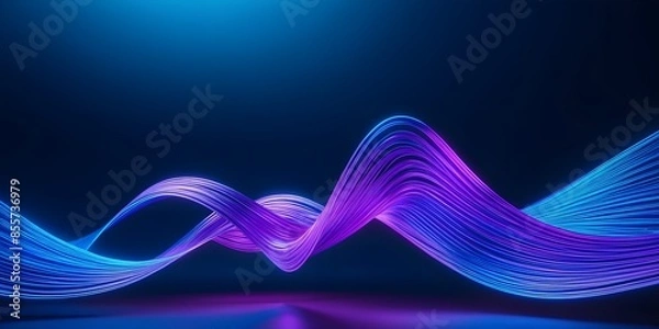 Obraz Three-dimensional blue and purple sine wave floating in dark space