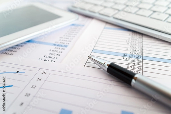 Fototapeta Paperwork and business related objects