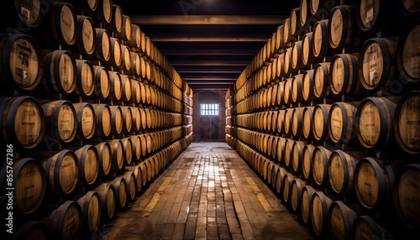 Obraz Cellar with whiskey barrels