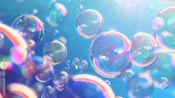 Obraz Floating translucent spheres complement tranquil blue