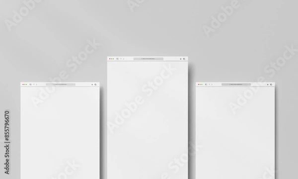 Fototapeta White blank website browser mockup for web layouts