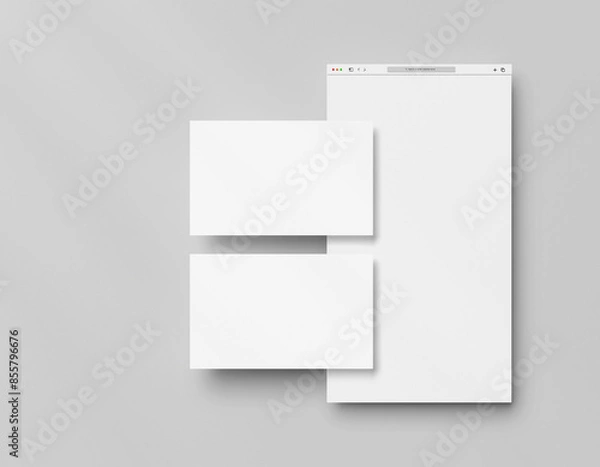 Fototapeta White blank website browser mockup for web layouts