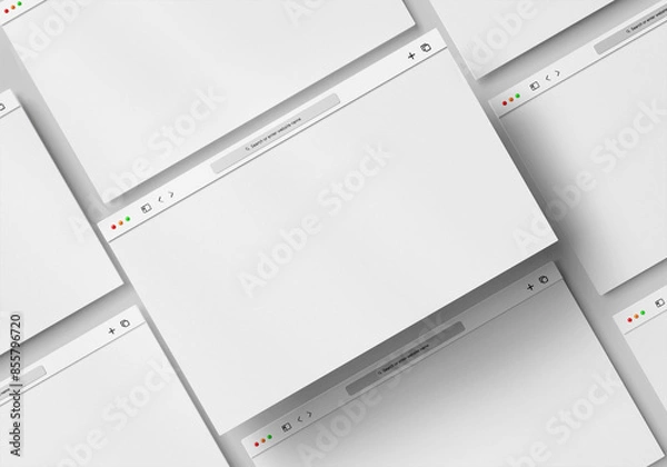 Fototapeta White blank website browser mockup for web layouts