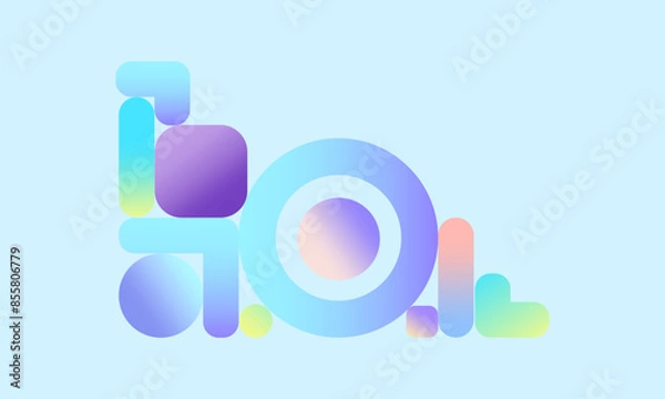 Obraz Gradient Geometric Shapes on Light Blue Background