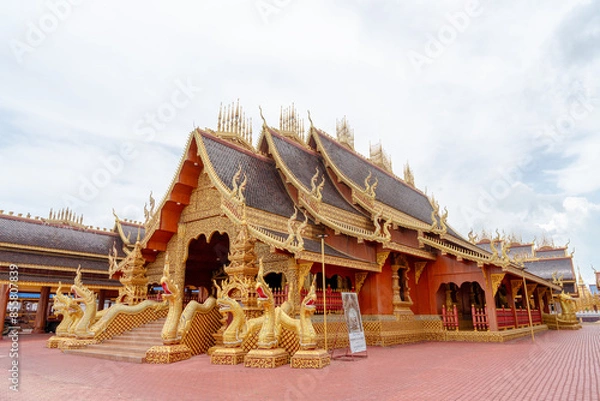 Obraz Wat Phiphat Mongkhon, a tourist attraction in Sukhothai, a beautiful temple with outstanding architecture in Thung Saliam and a very famous temple in Thailand.