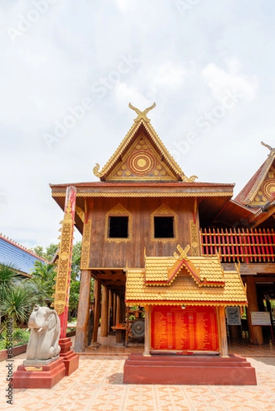 Obraz Wat Phiphat Mongkhon, a tourist attraction in Sukhothai, a beautiful temple with outstanding architecture in Thung Saliam and a very famous temple in Thailand.