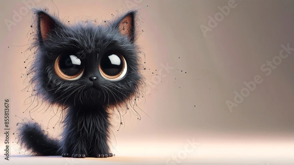 Obraz A whimsical, 3d illustration of a scruffy cat, the concept of Haloween celebrations
