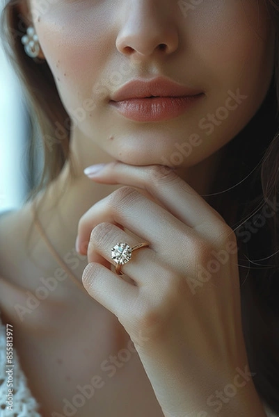 Obraz a woman with a ring that says quot b quot on it