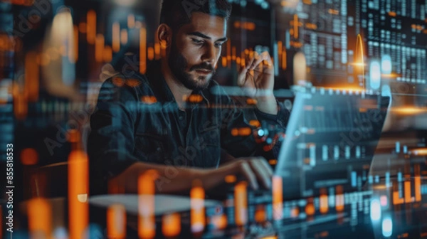 Fototapeta Futuristic Tech Professional in Digital Environment