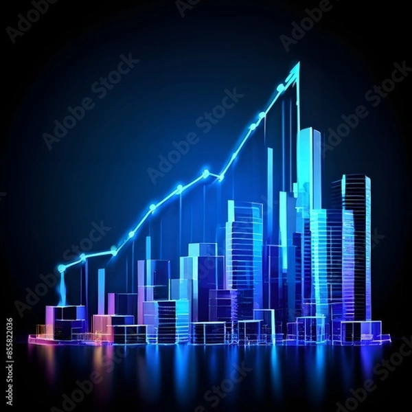 Fototapeta graph with arrow
